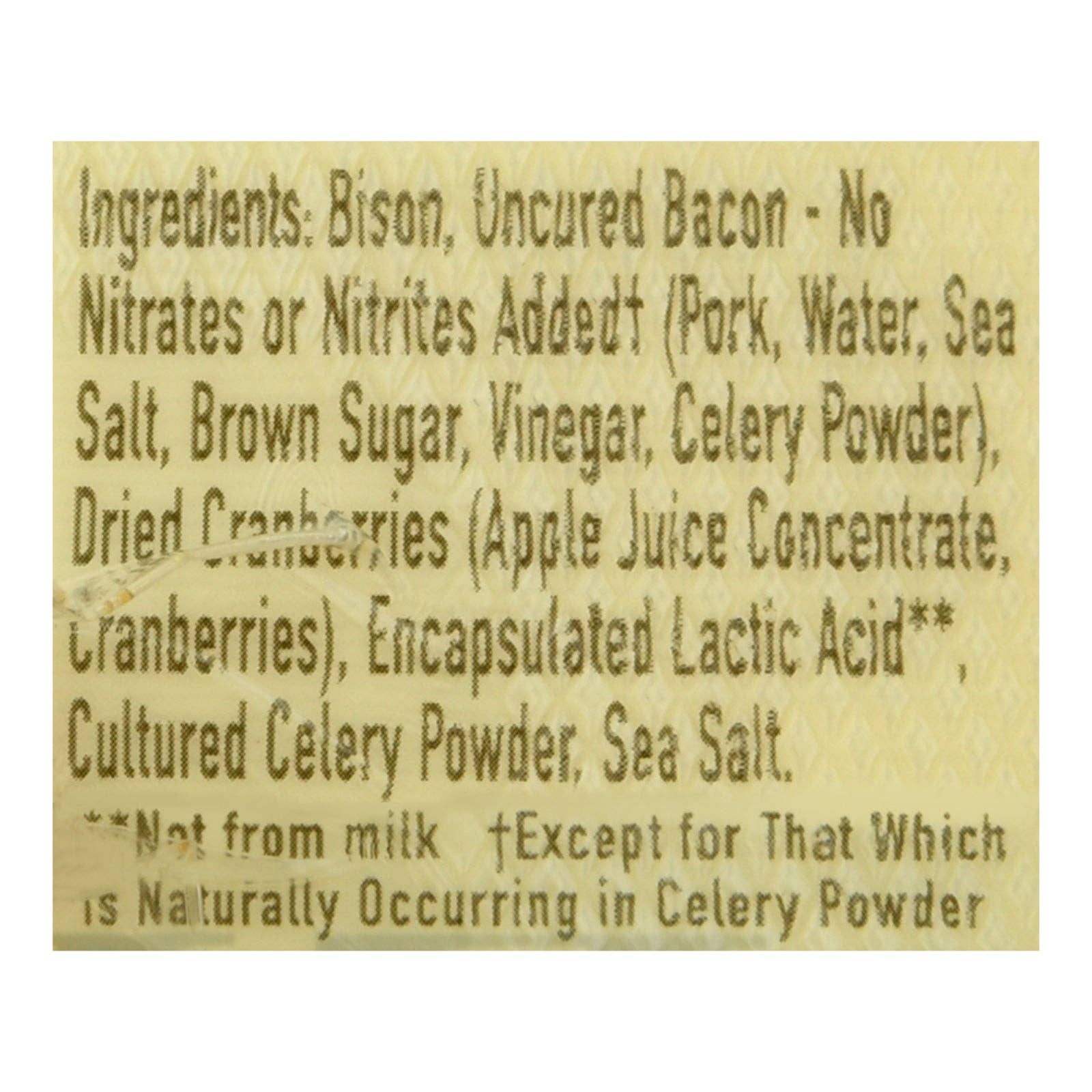 Bison Uncured Bacon bar