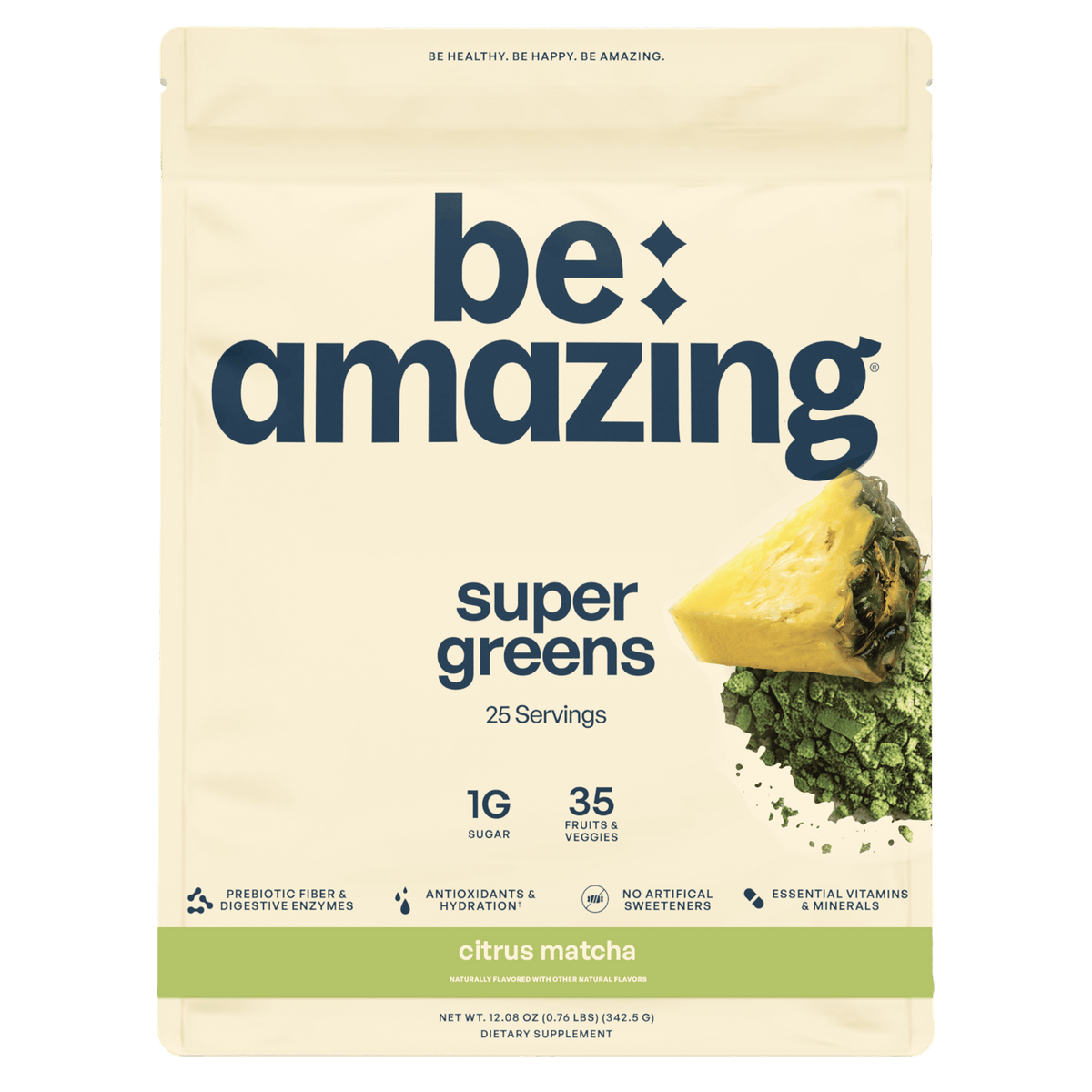 Be Amazing Super Greens powder, Citrus Matcha flavor, 25 servings