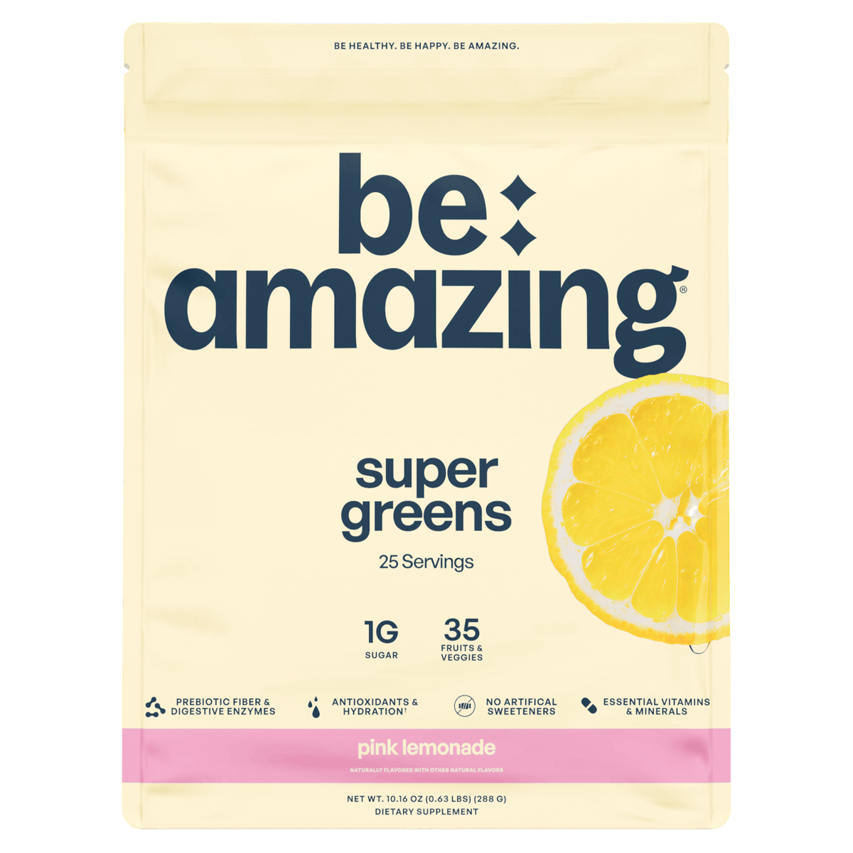 Be Amazing Super Greens powder, Pink Lemonade flavor, 25 servings