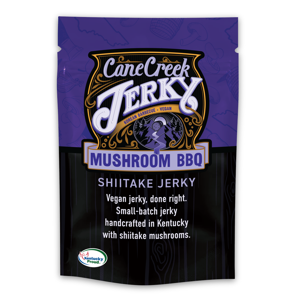 Cane Creek Jerky Korean BBQ vegan shiitake mushroom jerky bag
