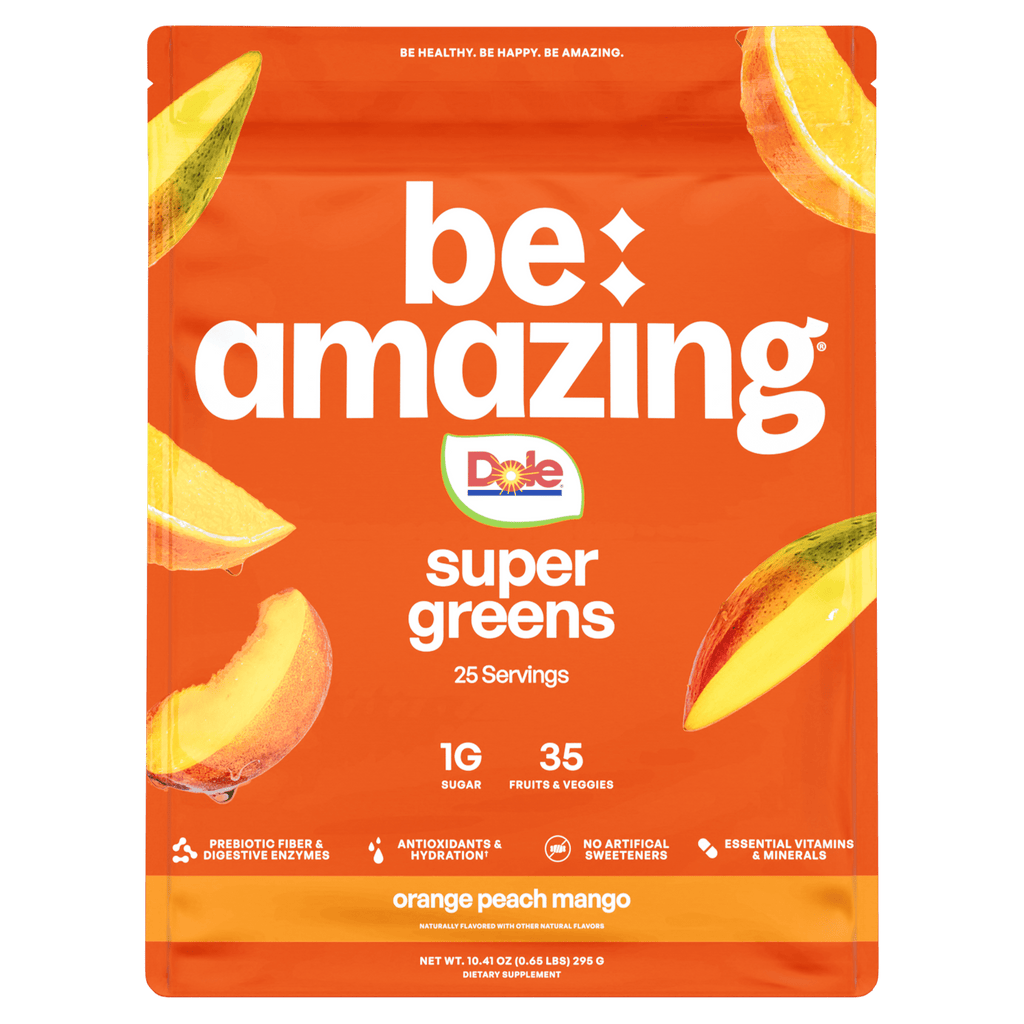 Be Amazing x DOLE Super Greens powder, Orange Peach Mango flavor, 25 servings
