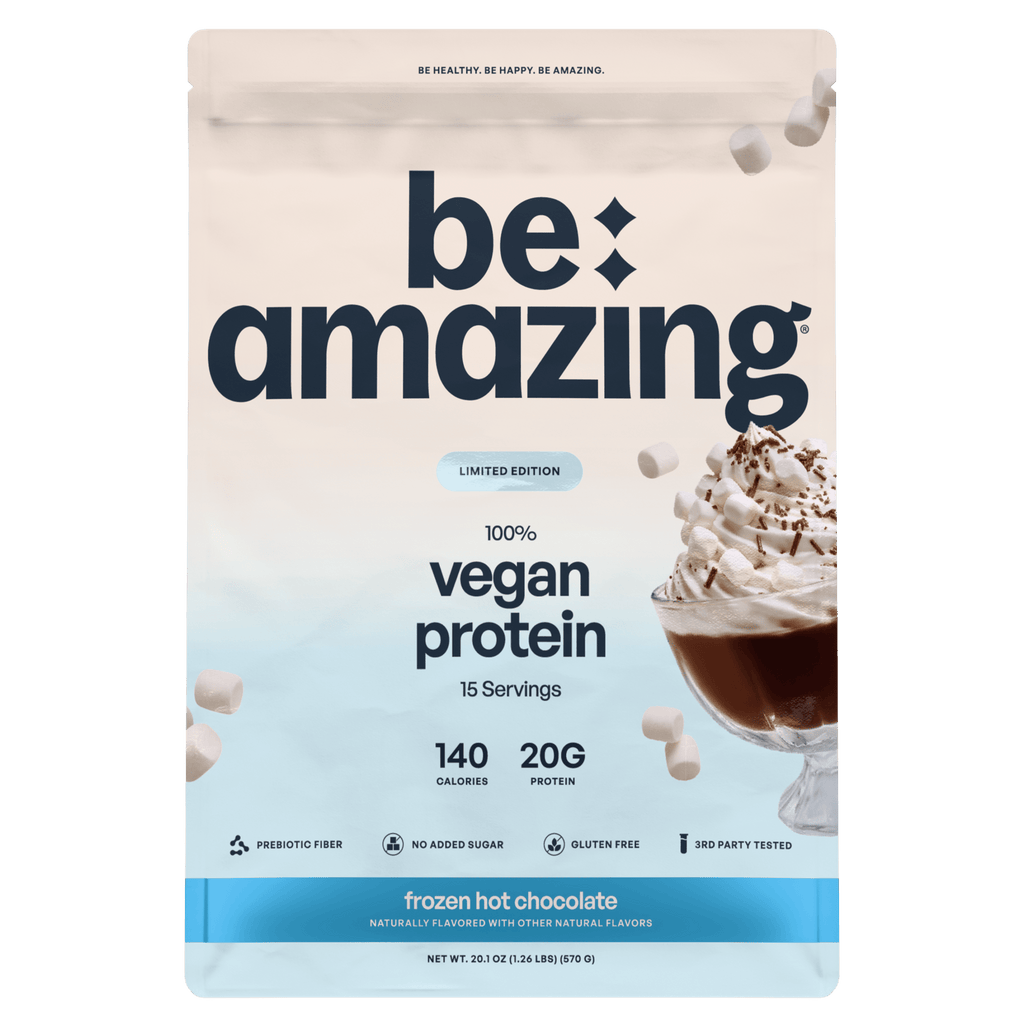 Be Amazing Vegan Protein, Frozen Hot Chocolate flavor bag
